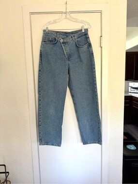 Asos Crossover High-Waist Light Blue Denim Jeans